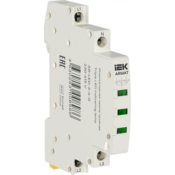 Лампа индикаторная тройная IEK ARMAT LED 230-415В AC зеленый AR-LED-3-4-G Лампа индикаторная тройная IEK ARMAT LED 230-415В AC зеленый AR-LED-3-4-G