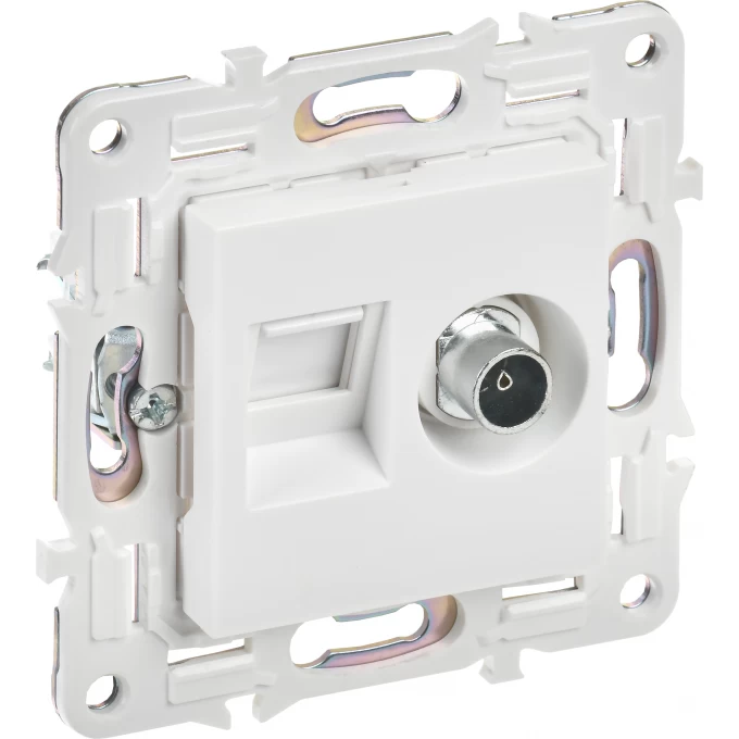 Розетка двойная TV+RJ45 кат.6E IEK SKANDY SK-A15W арктический белый SK-AK20-2-K01 Розетка двойная TV+RJ45 кат.6E IEK SKANDY SK-A15W арктический белый SK-AK20-2-K01